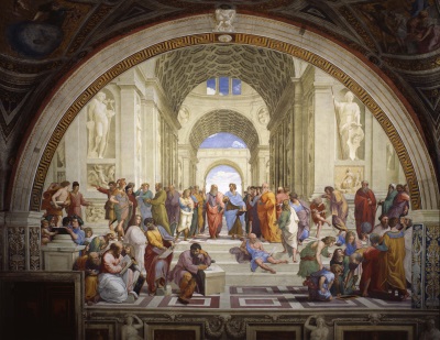 Рафаэль. Афинская школа. Фреска, темпера. 1509—1510.